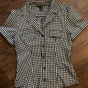 H&M Gingham Tailored Button-Up Top, Pinup, size 6, Good Used Condition